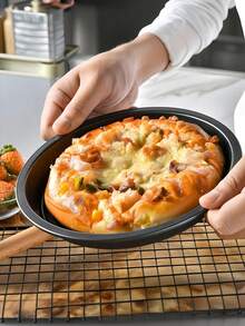 1个/3个/4个 6-10英寸黑色碳钢圆形披萨烤盘 隔热微波炉蛋糕烤盘 饼干托盘 厨房餐厅家用烘焙工具必备 - 彩色 - 查看 6