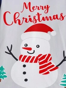 2 件青少年男童舒适长袖套头衫和长裤睡衣套装，圣诞主题柔软针织面料，舒适家居服