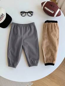 Pantaloni lunghi in tessuto intrecciato, adatti per bambini maschi, casual, carini, divertenti, stile sportivo e da gentiluomo per la scuola, versatili e comodi, di moda retrò, con fodera termica spessa, adatti per l'autunno/inverno, per uso interno ed esterno