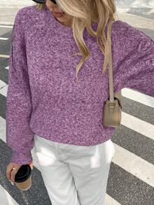 Serisse Women's Casual Crew Neck Long Sleeve Pullover Sweater, Autumn/Winter Christmas - Red Violet - View 4