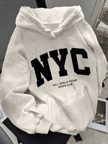 SHEIN Women's Casual Drop Shoulder Letter Print Hoodie Sweatshirt Graduation,Back To School,Graduation,Teacher For Women,Back To School Pullover Fall Sweatshirt