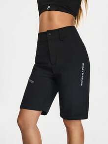 Easithlete Women's Casual Solid Color Zipper Detachable Straight Leg Outdoor Pants - Black - View 2