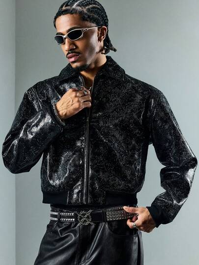 Street Life Veste en cuir zippée pour moto pour hommes