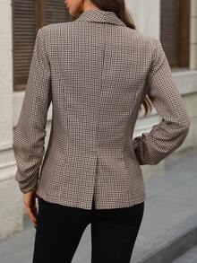 EMERY ROSE 女士时尚通勤格子西装外套 - 棕色 - 查看 2