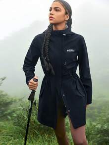 In My Nature 女式纯色长袖连帽雨衣，带口袋，户外徒步女装