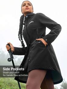 In My Nature 2 piezas Chaqueta impermeable larga con capucha para invierno y exterior, con cintura ajustable para mujeres, adecuada para acampar, senderismo y transporte urbano - Multicolor - Ver 5