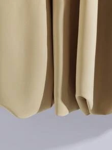 GlowEve 女士秋冬户外/办公室商务休闲连衣裙，金属扣领带蝴蝶结优雅通勤时尚精致郁金香裙 - 卡其色 - 查看 5