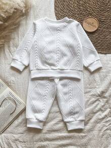 Vintaside Kids 2pcs Baby/Baby GirlCountryside Style T-Shirt And Pants Set, Comfortable For Spring/Autumn Transition, Fashionable And Cute For Daily Wear - White - View 2