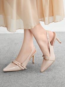 CUCCOO BIZCHIC 尖头细高跟杏色简约舒适通勤日常百搭办公室女士高跟鞋，优雅时尚性感高跟鞋适合工作、派对、宴会 - 杏色 - 查看 4