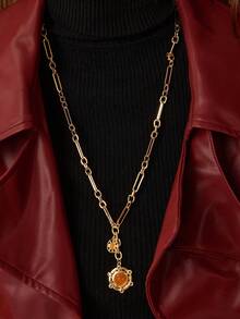 MOTF PREMIUM RED ROUND PENDANT NECKLACE - Red - View 3