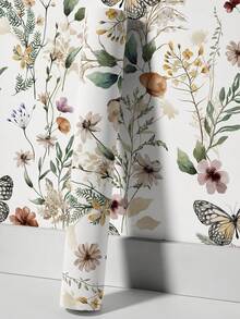 蜂蜜绽放蝴蝶花朵自粘墙纸草地景观撕下粘贴墙纸，野花草地墙纸，可移除墙纸，客厅、卧室、墙壁、家具翻新墙纸墙贴房间装饰墙贴 - 彩色 - 查看 6