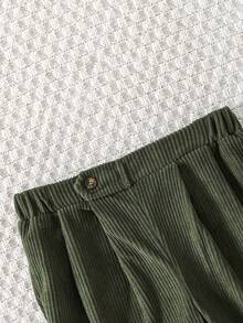 Souflis Souflis 1 件男婴休闲复古舒适灯芯绒褶皱裤，适合日常穿着 - 橄欖綠 - 查看 5