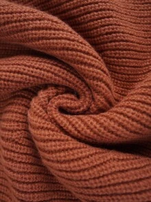 Elenzga Plus Size Knitted Dress, Round Neck, Lantern Sleeves, Handmade Floral Decor, A-Line, Solid Color, Autumn/Winter