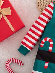 Baby Boy Cute Casual Knitted Striped Long Sleeve Jumpsuit With Hat - Green - View 5