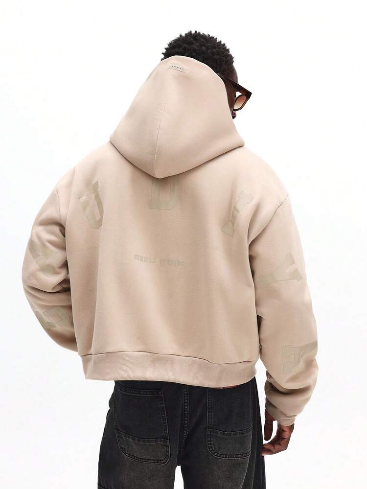 Zip Up Hoodie With Drop Shoulder