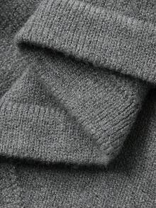 Dazy Plus Große Größen Damen elastisch anliegende kurze V-Ausschnitt Zopfstrick Pullover, eleganter Lässig Pullover für Herbst/Winter - Grau - Übersicht 8