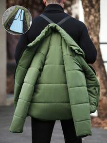 Manfinity Homme Men's Fashionable Versatile Solid Color Long Sleeve Coat, Winter - Green - View 3
