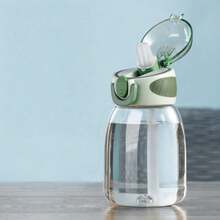 1 Piece 400ml/13.5 Ounces, Leak Proof, Drop Proof, Splash Proof, PC+Anti Slip Silicone Material, INS Style Portable Straw Cup, Straight Anti Slip Patterned Cup Body, One Click Bounce Anti Splash Cup Lid, All Season Outdoor Adventure Travel Water Tool