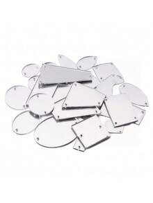 50 piezas de formas aleatorias con doble orificio, espejos acrílicos de colores múltiples para manualidades DIY, accesorios de moda, parches de lentejuelas - Multicolor - Ver 4