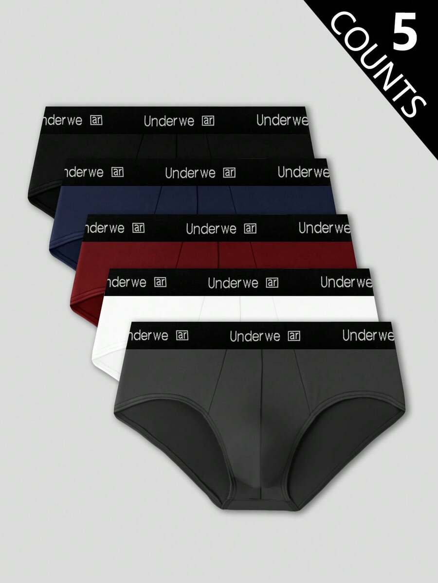 5件装男士字母腰带休闲三角裤 - 彩色 - 查看 1