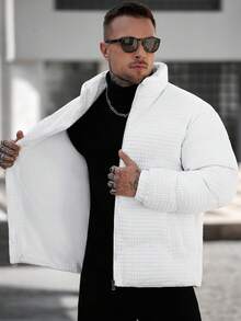 Manfinity Homme 男士休闲保暖拉链立领长袖羽绒服，适合冬季日常休闲、周末旅行、户外活动、探险旅行、轻松的工作环境或半正式场合，也是送给男友/丈夫、周年纪念日或圣诞节的理想礼物。 - 白色 - 查看 7