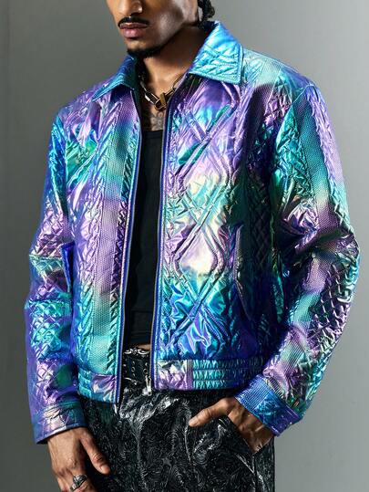 Street Life Men's Punk Style Zip-Up Collar Padded Coat