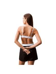 Calvin Klein Women's Unlined Triangle Bralettes - White and Black - View 3