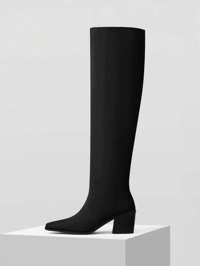 Mnmlis Autumn/Winter Fashion Pointed Toe Thickened Warm Khaki Over-The-Knee Long Boots For Women For Christmas