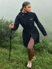 In My Nature 女式纯色长袖连帽雨衣，带口袋，户外徒步女装