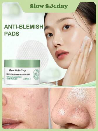 Slow Sunday Salicylic Acid Anti-Blemish Pads, Salicylic Acid Serum, Blemish Remover, Anti-Acne, Dark Spots Corrector Brightening Face Serum, Improve Acne, Pimples, And Reduce Acne Marks, Cozy Fall & Winter Styles, Suitable For Autumn Winter, Y2K, For Halloweens, Party & Gifts, Thanksgiving & New Year, Thank You Gift, For Christmas,  Christmas Gifts