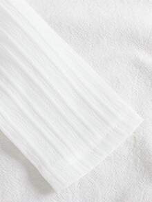 SHEIN Vintaside Kids Bộ 2 món bé trai áo sơ mi cổ bẻ có cúc và túi, quần short lưng thun, sọc xanh trắng, phong cách retro thoải mái, casual cho mùa thu, sinh nhật - Màu xanh lam - Xem 7