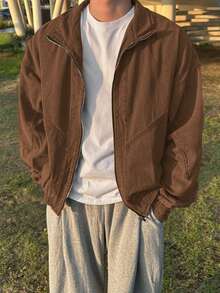 DAZY Men's Solid Blue Denim Jacket, Autumn - Brown - View 5