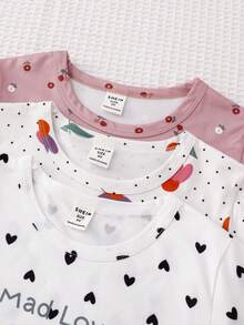 6pcs/Set Young Girl Young Girls Autumn/Winter Long Sleeve Pajama Set, Cute Printed Knit Sleepwear & Loungewear - Multicolor - View 3