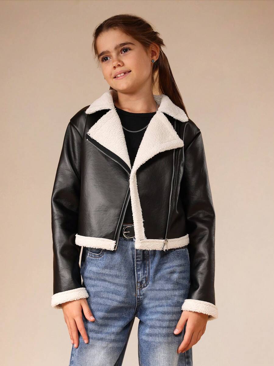 SUMWON معطف طيار مبطن بالفرو مع طوق للخريف والشتاء