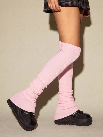 Goth Women's Solid Color Plush Warm Leg Warmers