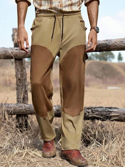 Manfinity Nomadique Pantalones rectos de diseño de patchwork casual para hombres, adecuados para uso casual diario, salidas de fin de semana, reuniones con amigos, viajes de vacaciones y otras actividades sociales relajadas. Este pantalón es un artículo versátil e indispensable en el guardarropa de los hombres y hace un gran regalo para novios o esposos.