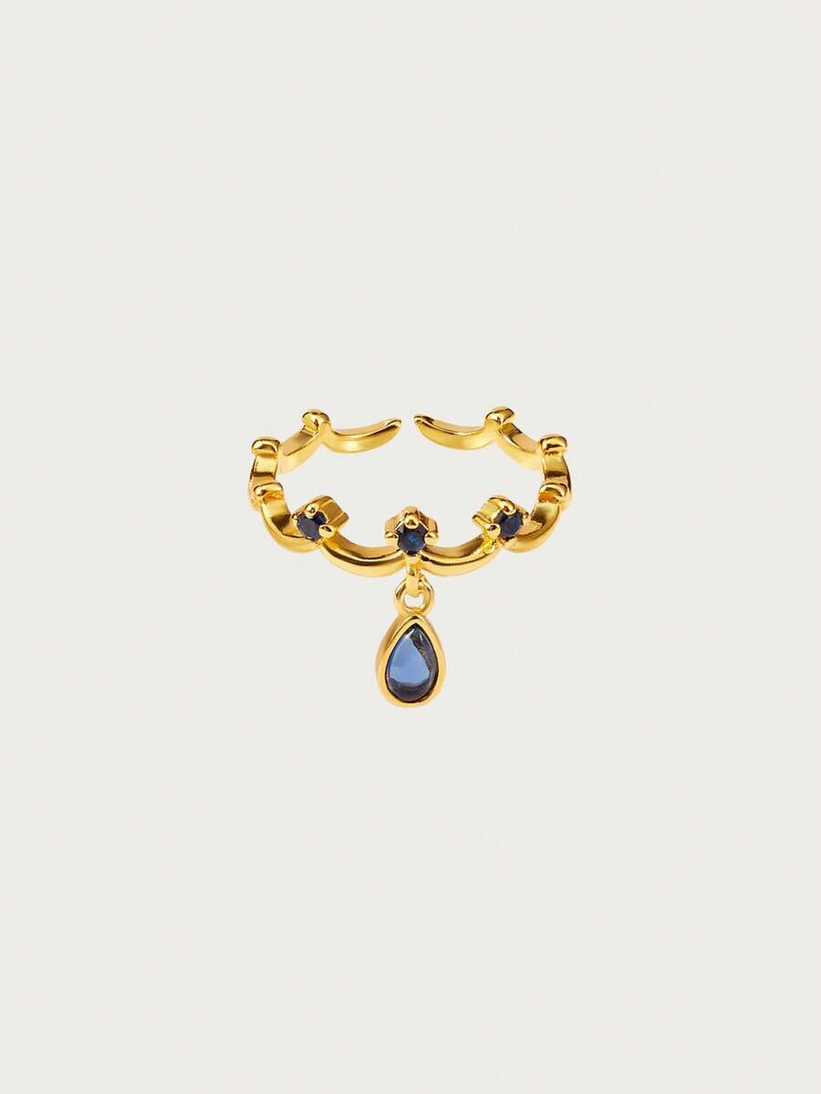 Glisma 时尚复古优雅金蓝宝石戒指 - 寶藍色 - 查看 1