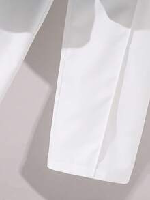 SHEIN 青少年男孩休闲 V 领长袖衬衫和长裤套装，适合上学、运动、旅行和度假 - 藍色 - 查看 6