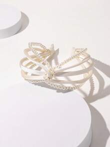 Enchnt Elegant 1pc Ladies' Beige Faux Pearl Knot Headband For Daily Wear And Travel Outfits Tiaras,Hairband,Hair Hoop Headbands ,Head Piece - Beige - View 5