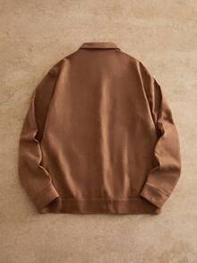 Manfinity VCAY Men's Casual Solid Color Long Sleeve Shirt, Versatile For Autumn - Brown - View 3