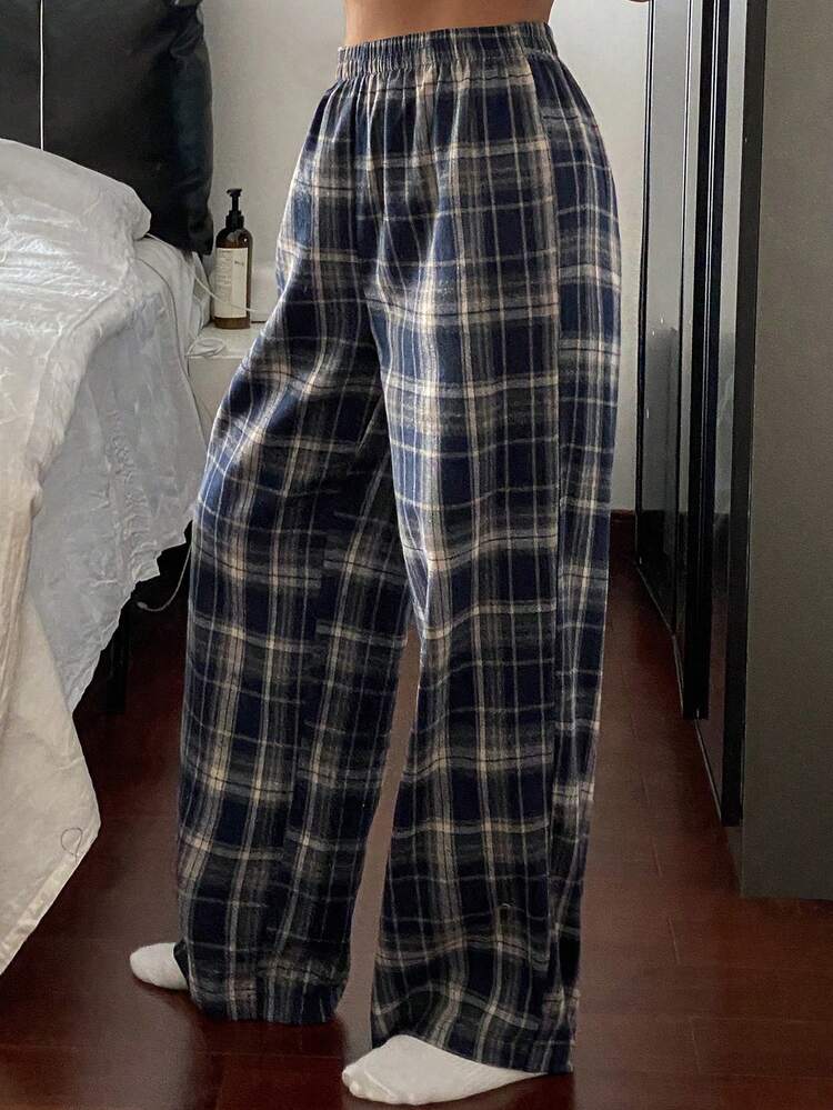 Women's Tall Plaid Straight Leg Casual Pants