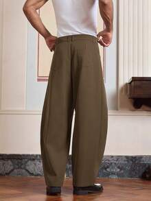 SWAVVY 男士休闲时尚梭织长款设计裤 - 棕色 - 查看 4