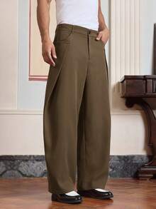 SWAVVY 男士休闲时尚梭织长款设计裤 - 棕色 - 查看 6