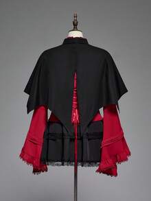 ROMWE Goth 女式哥特式黑色蝙蝠翼不对称下摆披肩 - 黑色 - 查看 10