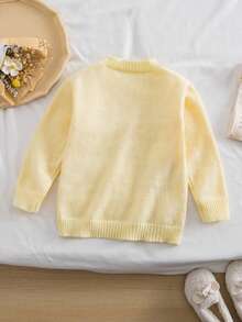SHEIN 女童亮片五角星图案圆领长袖休闲毛衣，秋冬季闪亮服饰，适合3-4岁女童，秋冬季服装，毛衣，女童针织毛衣，女童秋冬季毛衣，可爱服饰，春秋季套装，女童秋冬季服装，女童服装，女童秋冬季服装，毛衣，女童秋冬季毛衣，秋冬季女童服装，秋冬季女童服装，套头衫 - 黃色 - 查看 2