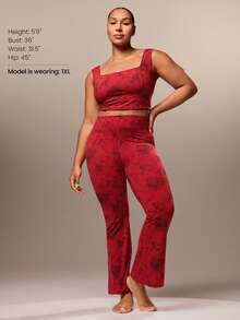 GLOWMODE 28'' FeatherFit™ Plus Size Petite High-Rise Waist Flare Leggings Low Impact Yoga Pilates Daily - Multicolor - View 7