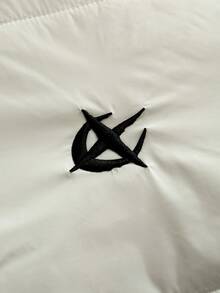 Manfinity Hypemode Men's Embroidered Design Long Sleeve Casual Drawstring Hooded Winter Jacket - White - View 2