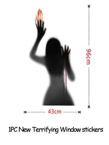 1 Buah Stiker Dekorasi Jendela Kaca Horor PVC Perekat Diri Stiker Dinding Properti Hantu Wanita Horor Tangan Berdarah Cocok untuk Dekorasi Tema Horor Bar Halloween Musim Gugur, Natal - MultiWarna - View 9