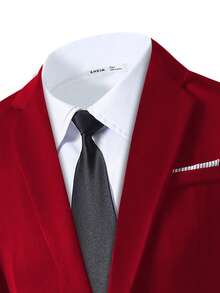 SHEIN 2件套青少年男孩绅士装，包含修身单排扣西装外套+优雅长裤。适合生日派对、婚礼、正式场合、演出、主持活动 - 酒紅色 - 查看 7