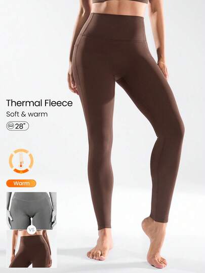 GLOWMODE 28" FeatherFit™-Warm Winter Moves Soft Stretchy Ultra High-Waist Side Pockets Leggings Autumn Winter Yoga Pilates Studio Wear